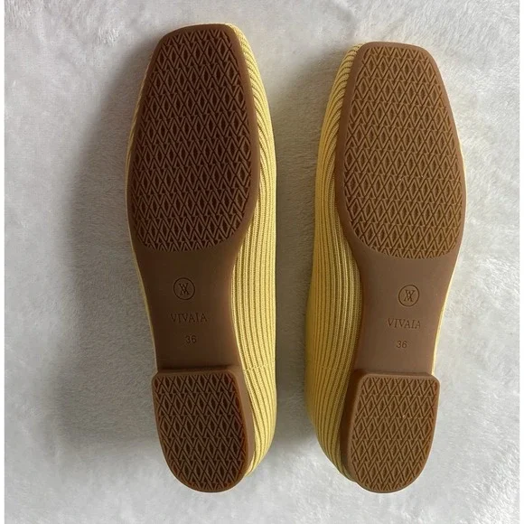 Vivaia Samantha Yellow Square Toe Classic Office Loafers Comfort Shoe 36 US6 - Picture 6 of 16